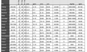 Fide ve Tohum Ekim Dikim Tablosu